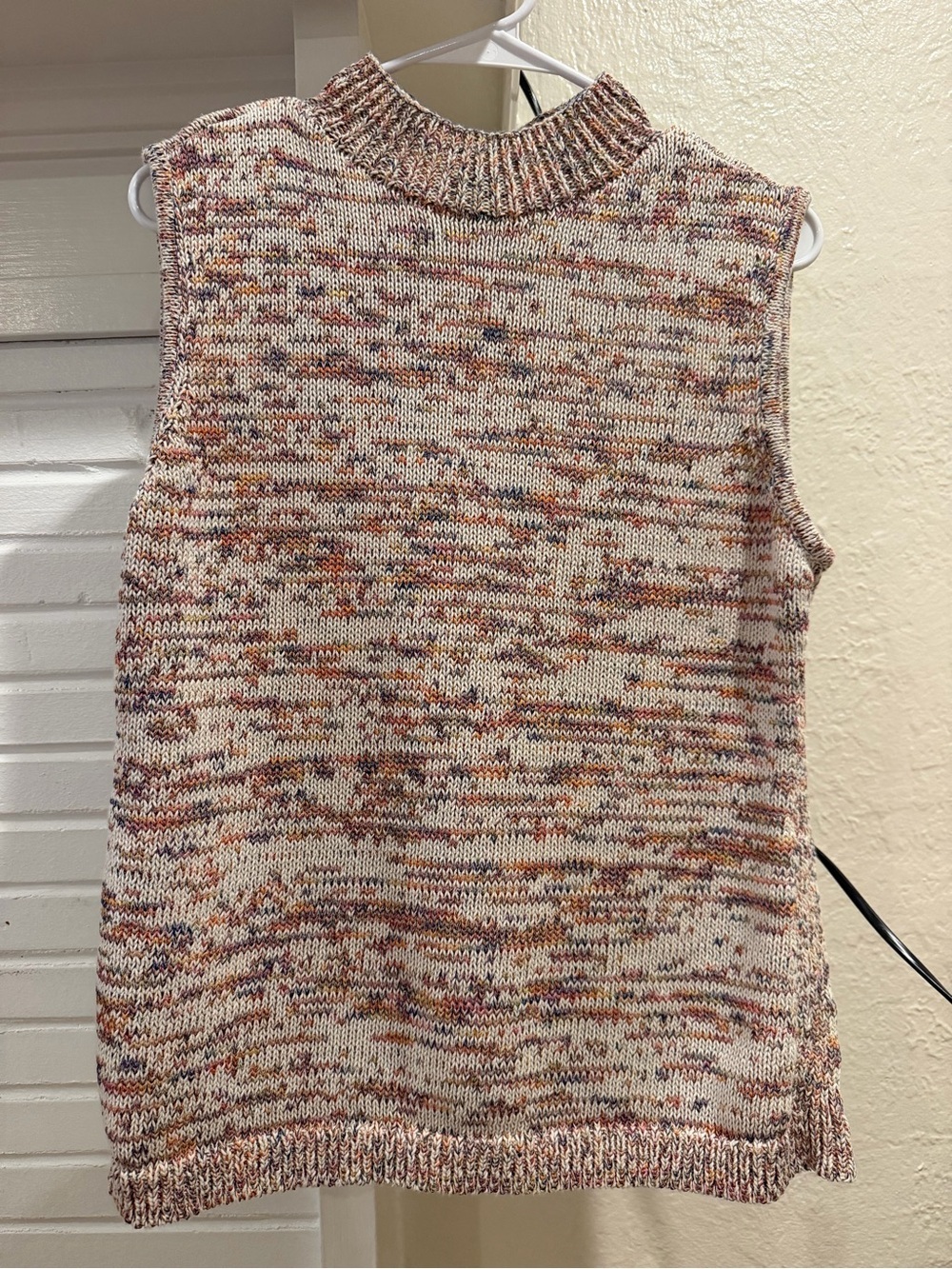 Talbots Marled Knit Sweater Vest Mock Neck Sleeveless Cotton Blend Size Large